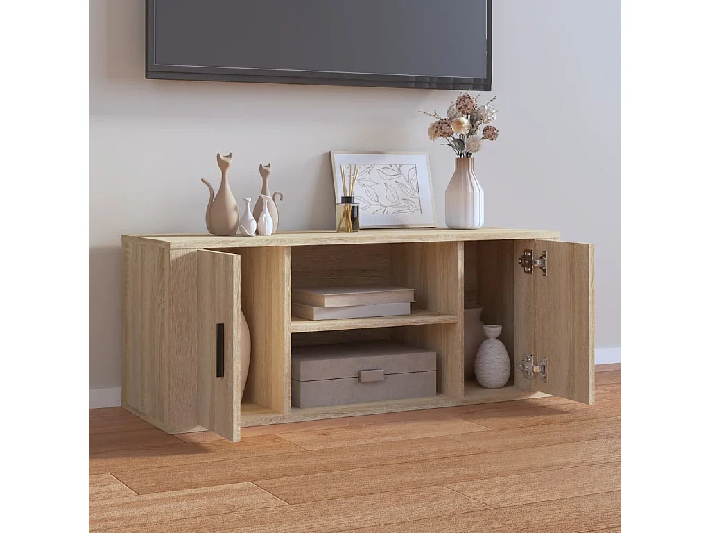 Tv-meubel | Tv-Bank | TV-kast100x35x40 cm bewerkt hout sonoma eikenkleurig