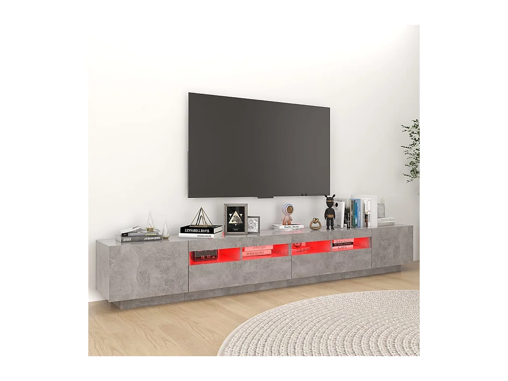 Mueble para TV  | Gabinete de TV |  Mueble de salón con luces LED gris hormigón 260x35x40 cm