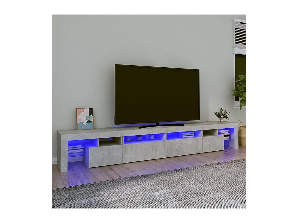 Mueble de TV | Mueble de salón con luces LED gris hormigón 260x36,5x40 cm