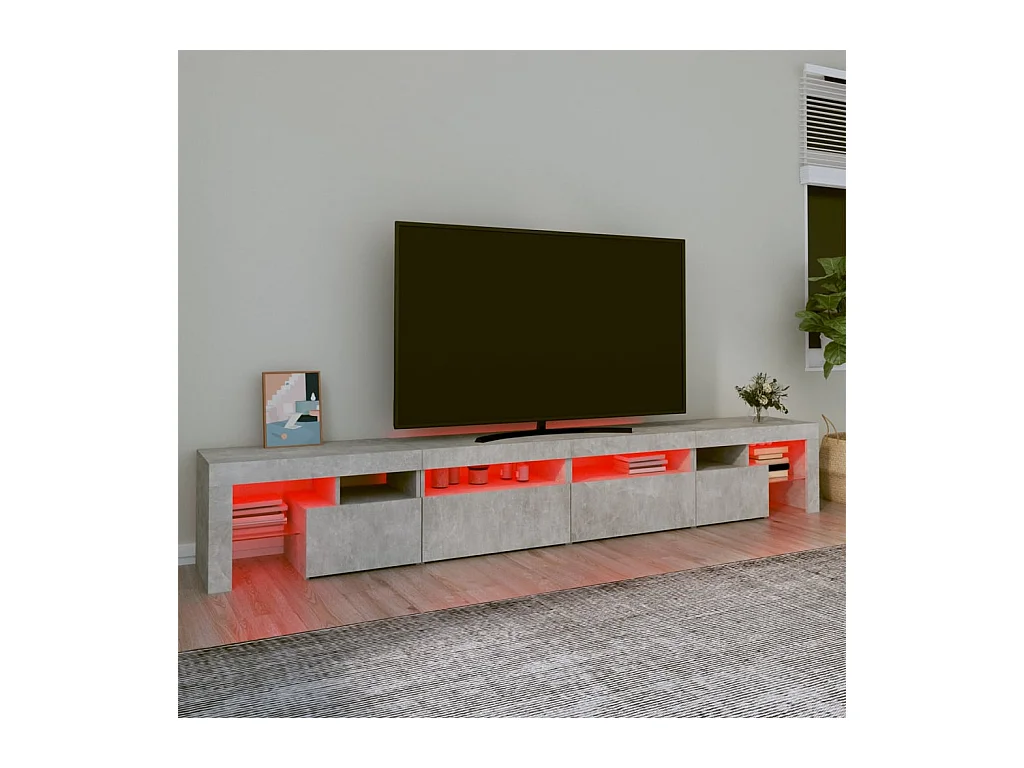 Mueble de TV | Mueble de salón con luces LED gris hormigón 260x36,5x40 cm