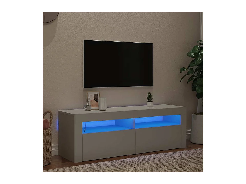 Meuble TV | Banc TV | Armoire TV avec lumières LED blanc 120x35x40 cm