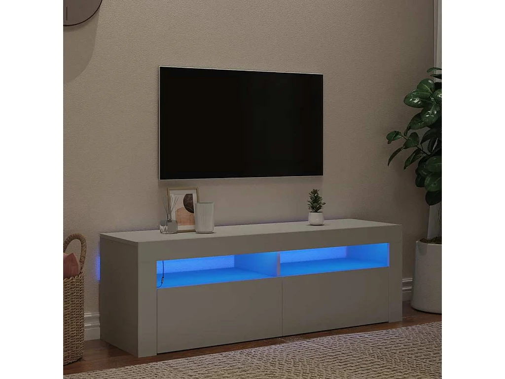 Mueble para TV  | Gabinete de TV |  Mueble de salón con luces LED blanco 120x35x40 cm