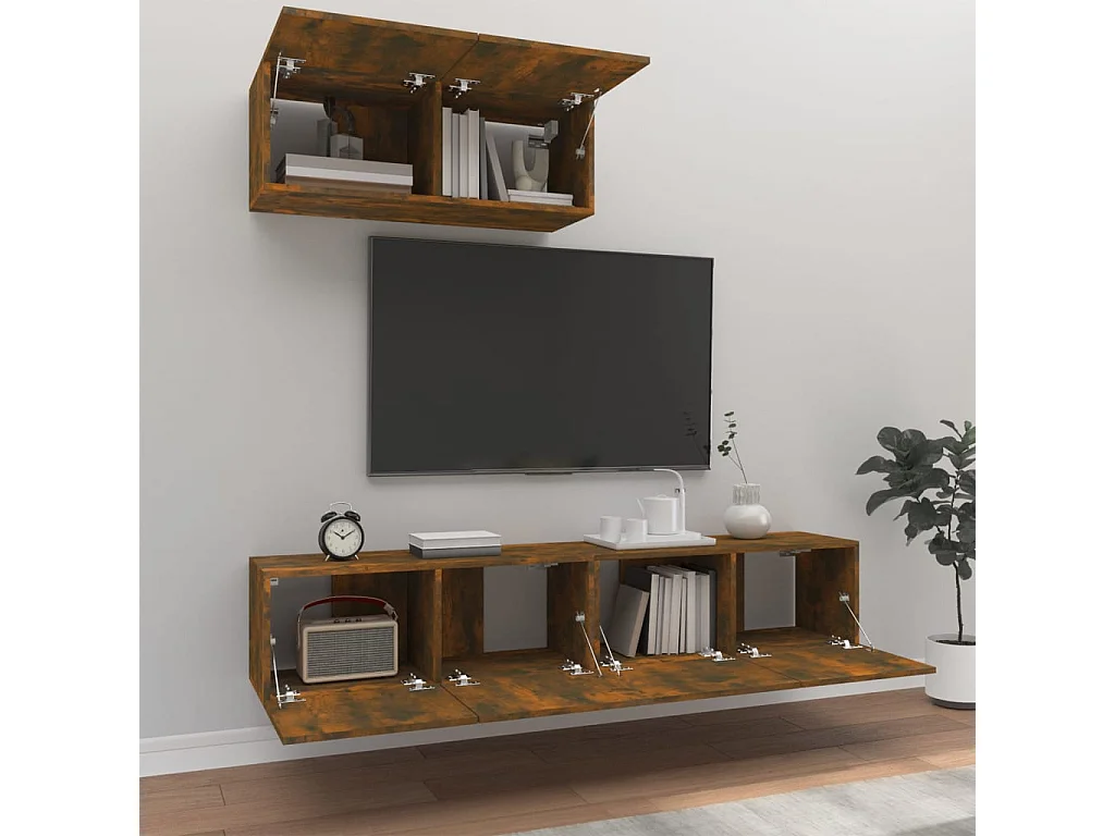 Ensemble de meubles TV | Bancs TV | Armoires TV 3 pcs Chêne fumé Bois d'ingénierie