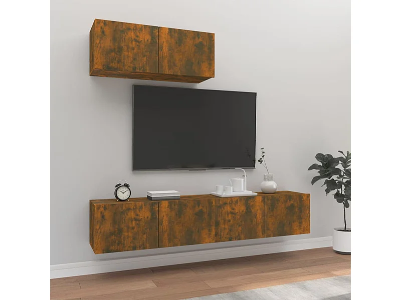 Ensemble de meubles TV | Bancs TV | Armoires TV 3 pcs Chêne fumé Bois d'ingénierie