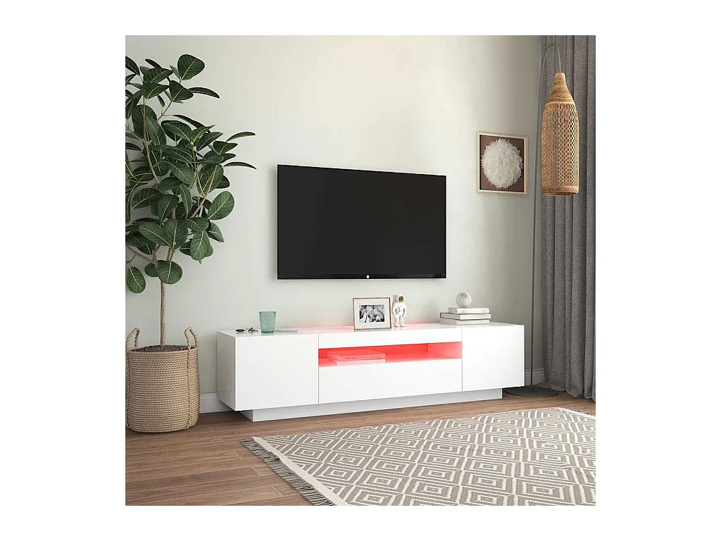 Mueble para TV  | Gabinete de TV |  Mueble de salón con luces LED blanco 160x35x40 cm