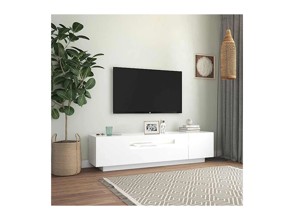 Mueble para TV  | Gabinete de TV |  Mueble de salón con luces LED blanco 160x35x40 cm