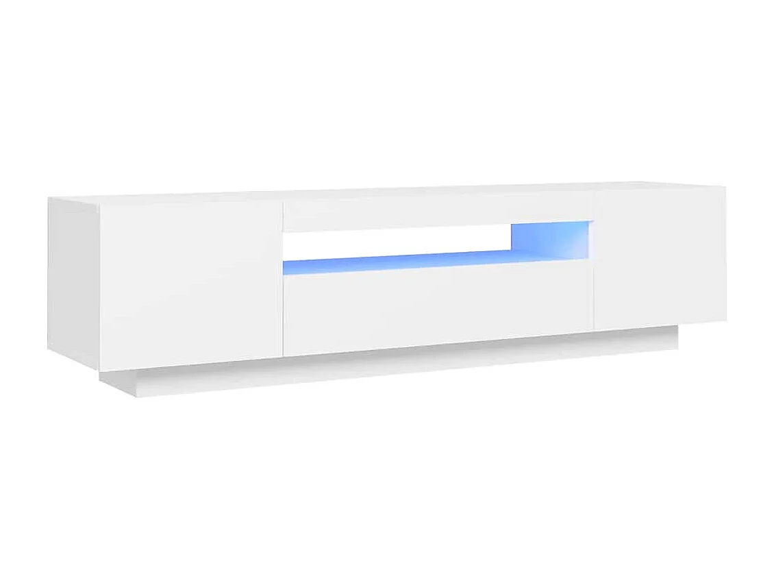Meuble TV | Banc TV | Armoire TV avec lumières LED blanc 160x35x40 cm