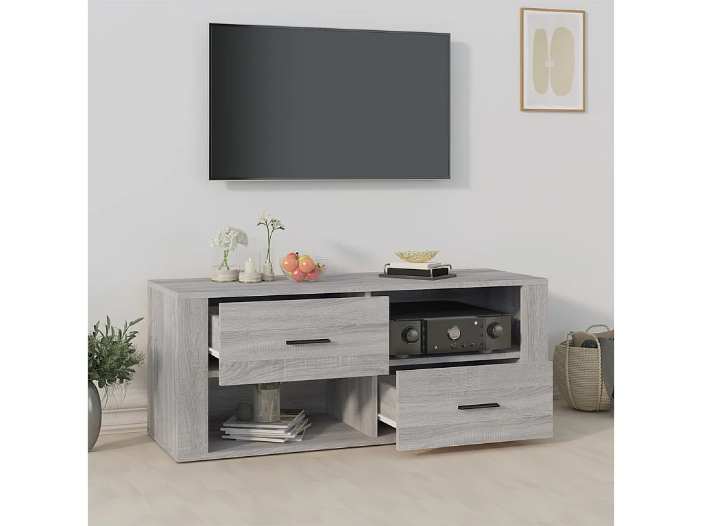 Mueble de TV | Mueble de salón madera contrachapada gris Sonoma 100x35x40 cm
