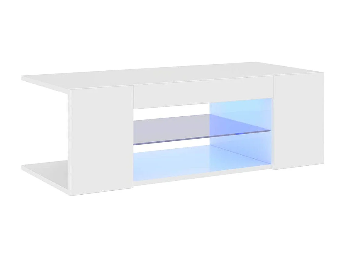 Meuble TV | Banc TV | Armoire TV avec lumières LED blanc brillant 90x39x30 cm