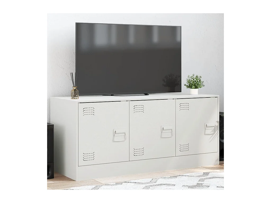 Mueble para TV  | Gabinete de TV |  Mueble de salón de acero blanco 99x39x44 cm