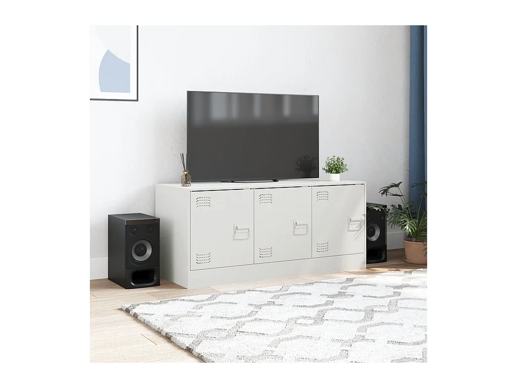 Mueble para TV  | Gabinete de TV |  Mueble de salón de acero blanco 99x39x44 cm