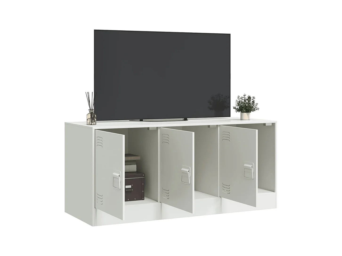 Mueble para TV  | Gabinete de TV |  Mueble de salón de acero blanco 99x39x44 cm