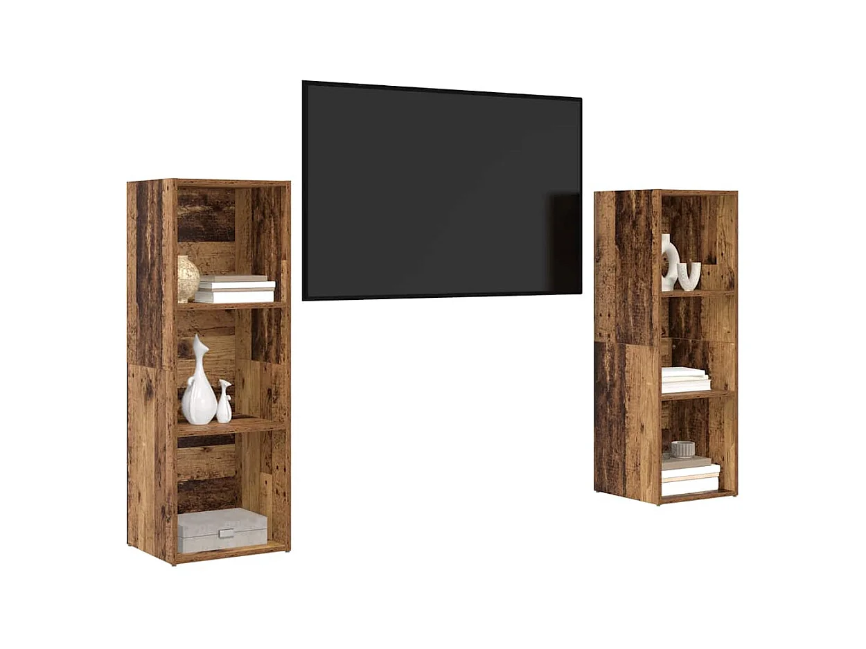Tv-meubelset | Tv-Bank | TV-kast 2 pcs Oude hout 107 x 35 x 37 cm Bewerkt hout