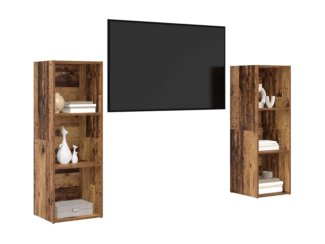 Conjunto de Mueble de TV | Mueble de salón 2 pcs Madera vieja 107 x 35 x 37 cm