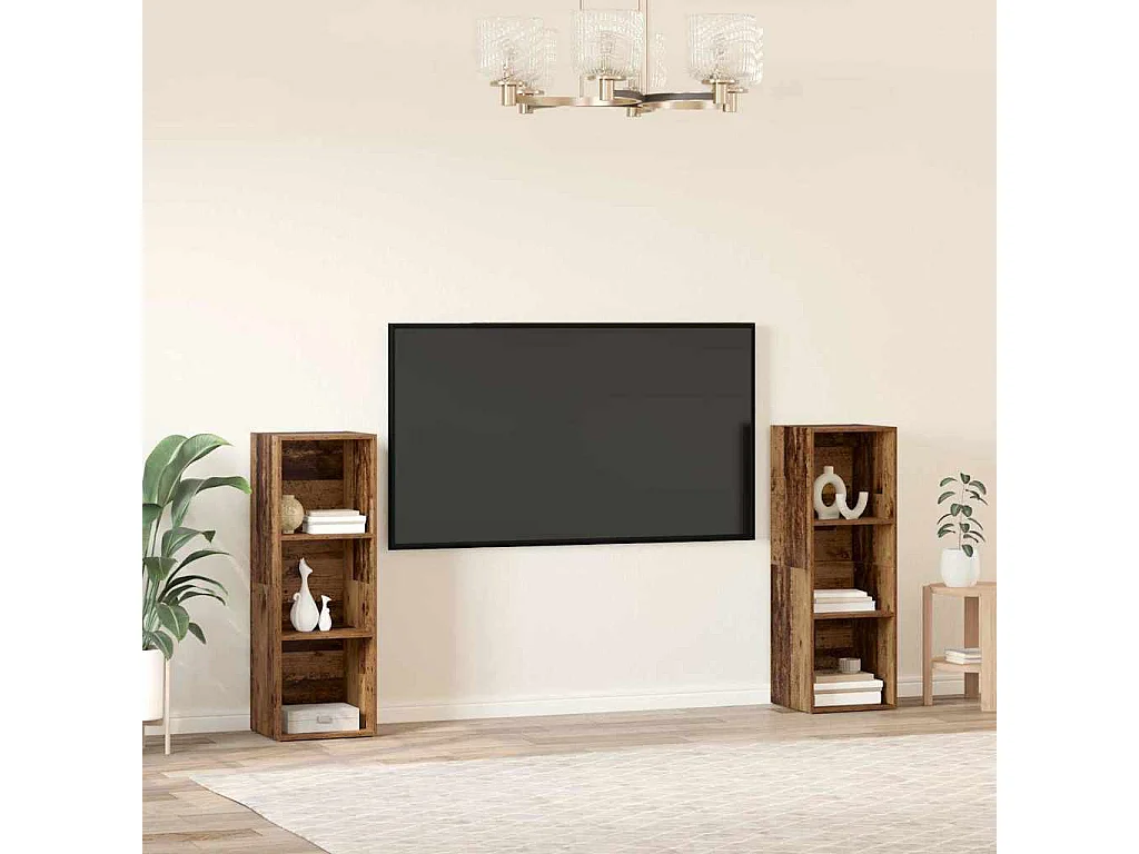 Conjunto de Mueble de TV | Mueble de salón 2 pcs Madera vieja 107 x 35 x 37 cm