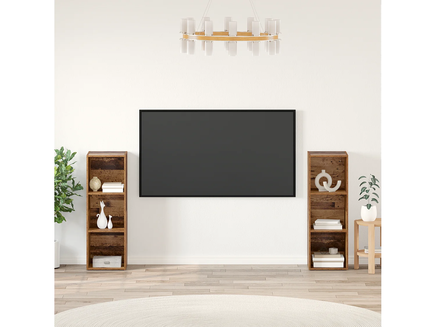 Tv-meubelset | Tv-Bank | TV-kast 2 pcs Oude hout 107 x 35 x 37 cm Bewerkt hout