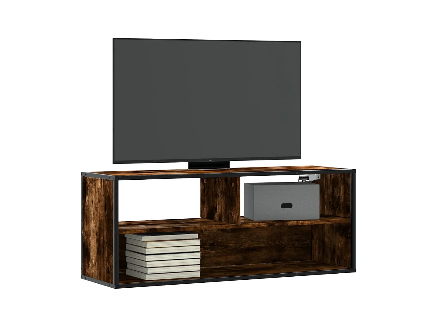 Tv-meubel | Tv-Bank | TV-kast100x31x39,5 cm bewerkt hout metaal gerookt eikenkleur