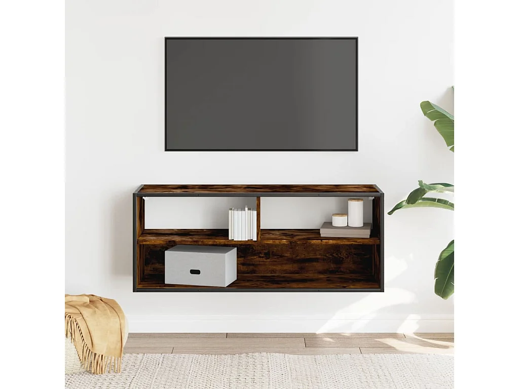 Tv-meubel | Tv-Bank | TV-kast100x31x39,5 cm bewerkt hout metaal gerookt eikenkleur