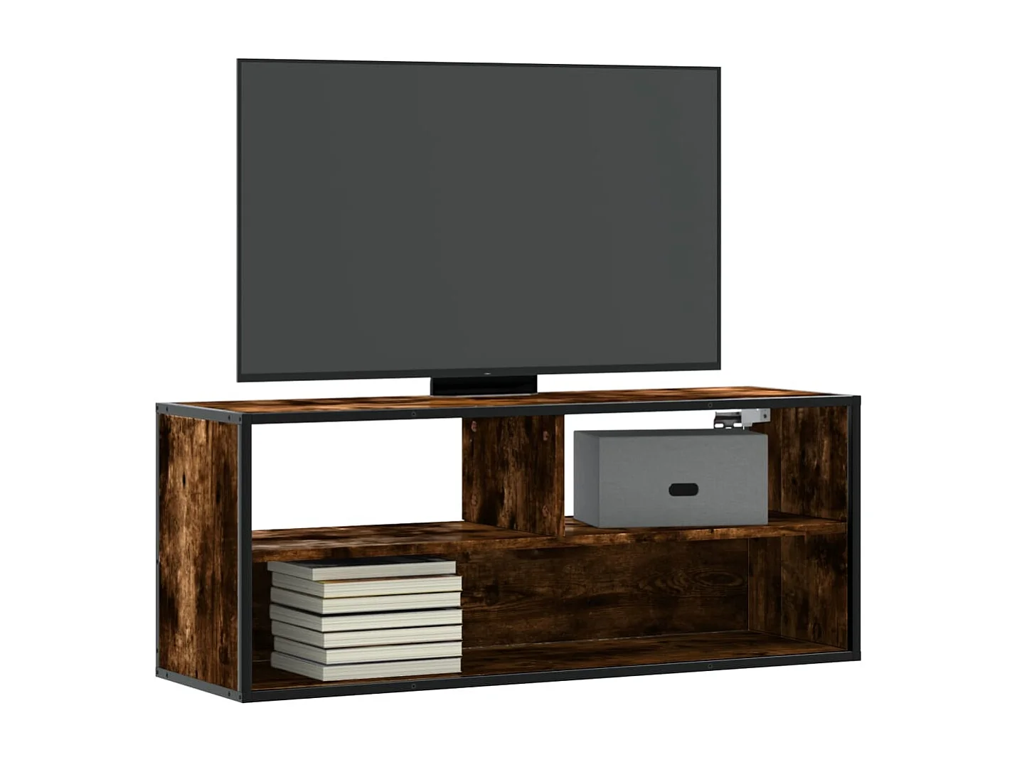Tv-meubel | Tv-Bank | TV-kast100x31x39,5 cm bewerkt hout metaal gerookt eikenkleur