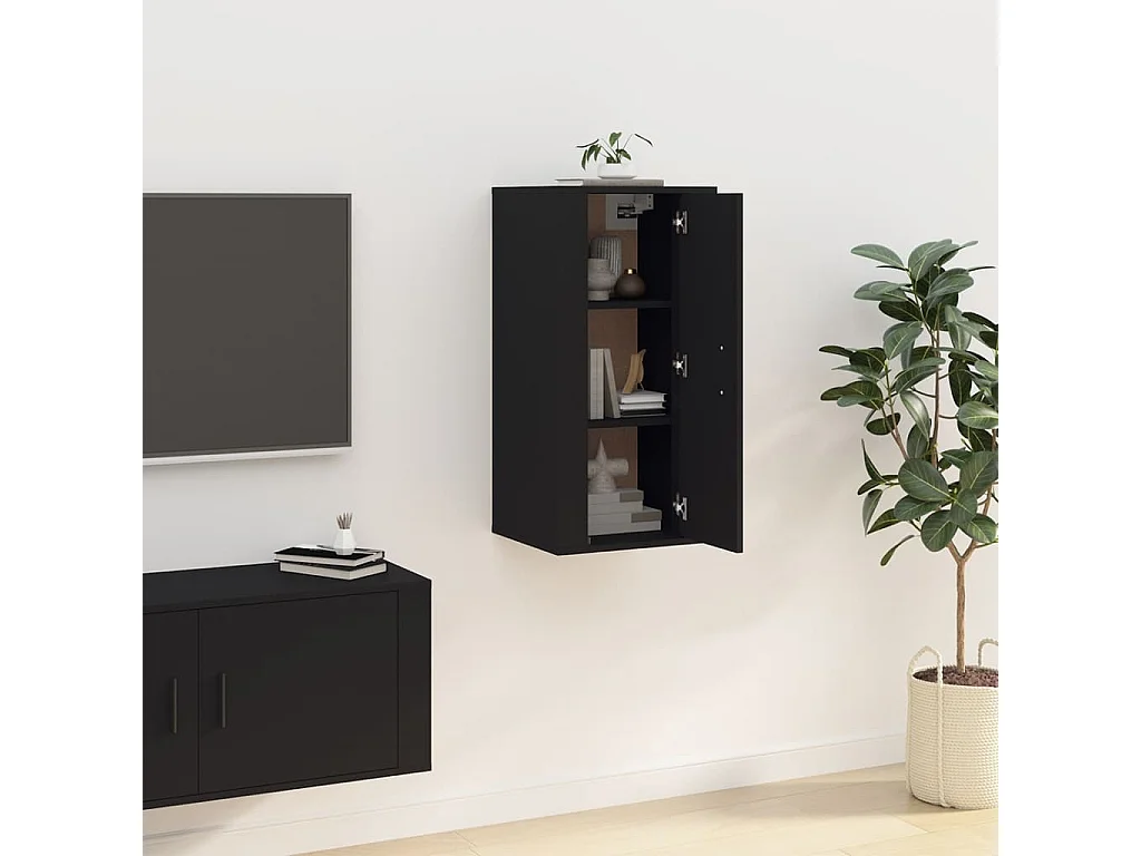 Mueble para TV  | Gabinete de TV |  Mueble de salón de pared negro 40x34,5x80 cm