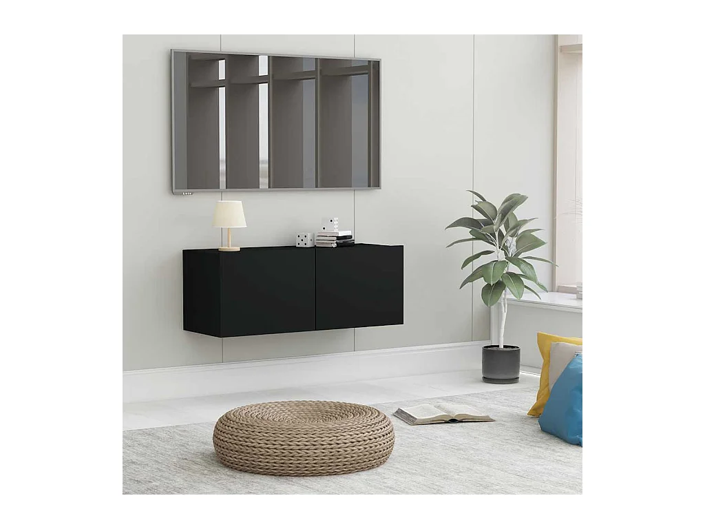 Meuble TV | Banc TV | Armoire TV Noir 80x30x30 cm Bois d’ingénierie