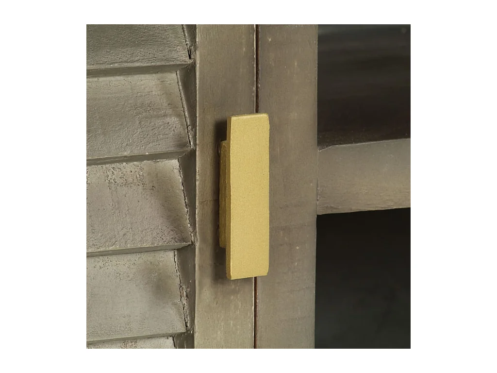 Mueble para TV  | Gabinete de TV |  Mueble de salón madera maciza mango con latón gris 110x30x48 cm