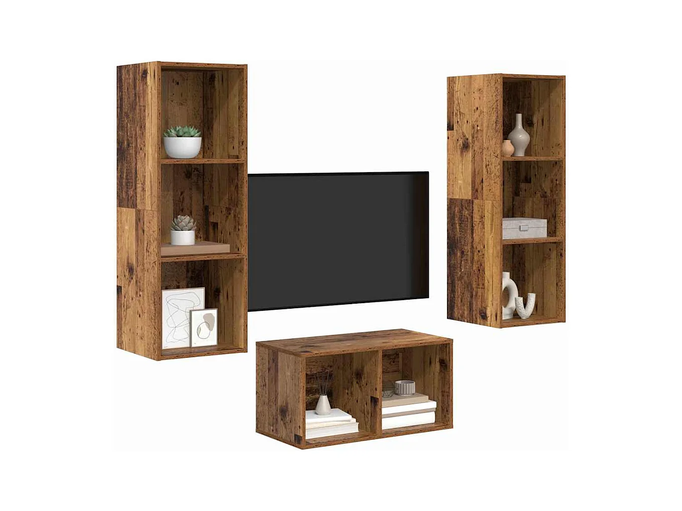 Conjunto de Mueble de TV | Mueble de salón Madera vieja 37 x 37 x 107 cm