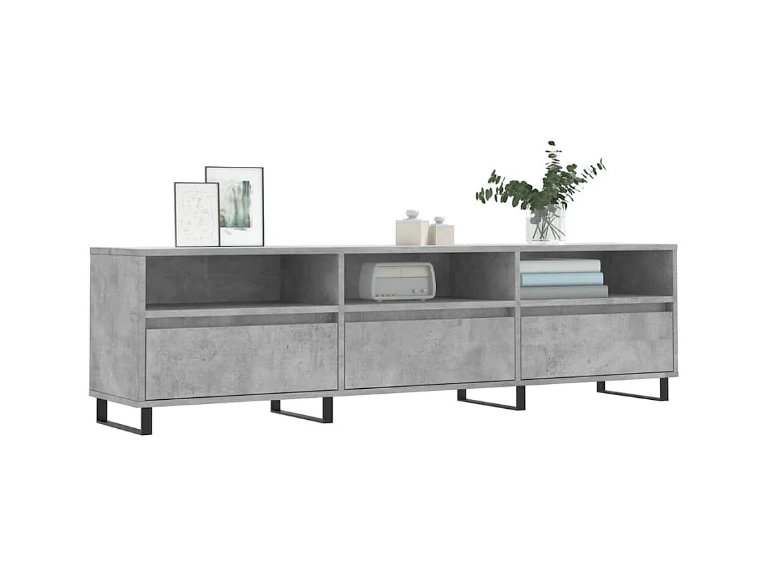 Mueble de TV | Mueble de salón madera contrachapada gris hormigón 150x30x44,5 cm