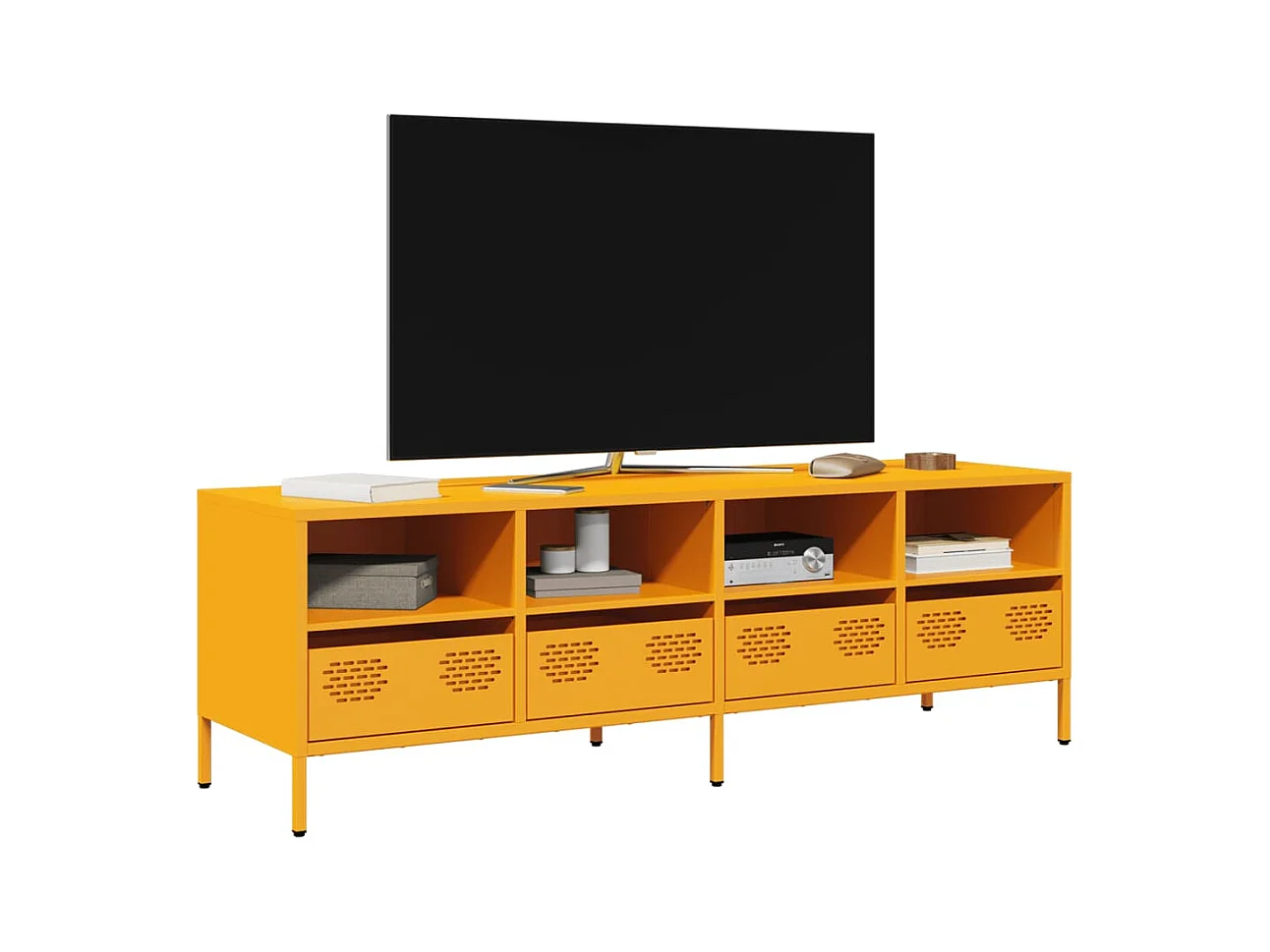 Mueble para TV  | Gabinete de TV |  Mueble de salón acero laminado en frío amarillo 135x39x43,5 cm