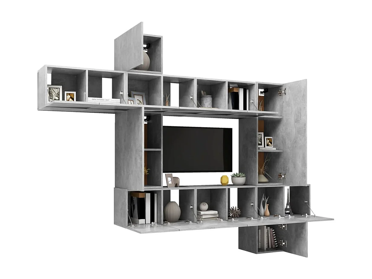 Ensemble de meubles TV | Bancs TV | Armoires TV 10 pcs Gris béton Bois d'ingénierie