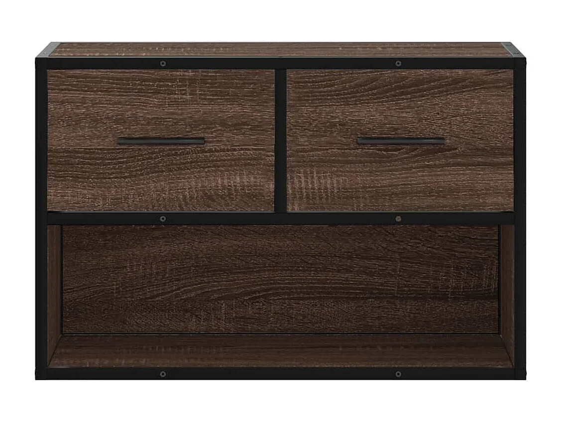 Tv-meubel | Tv-Bank | TV-kast60x31x39,5 cm bewerkt hout metaal bruin eikenkleurig