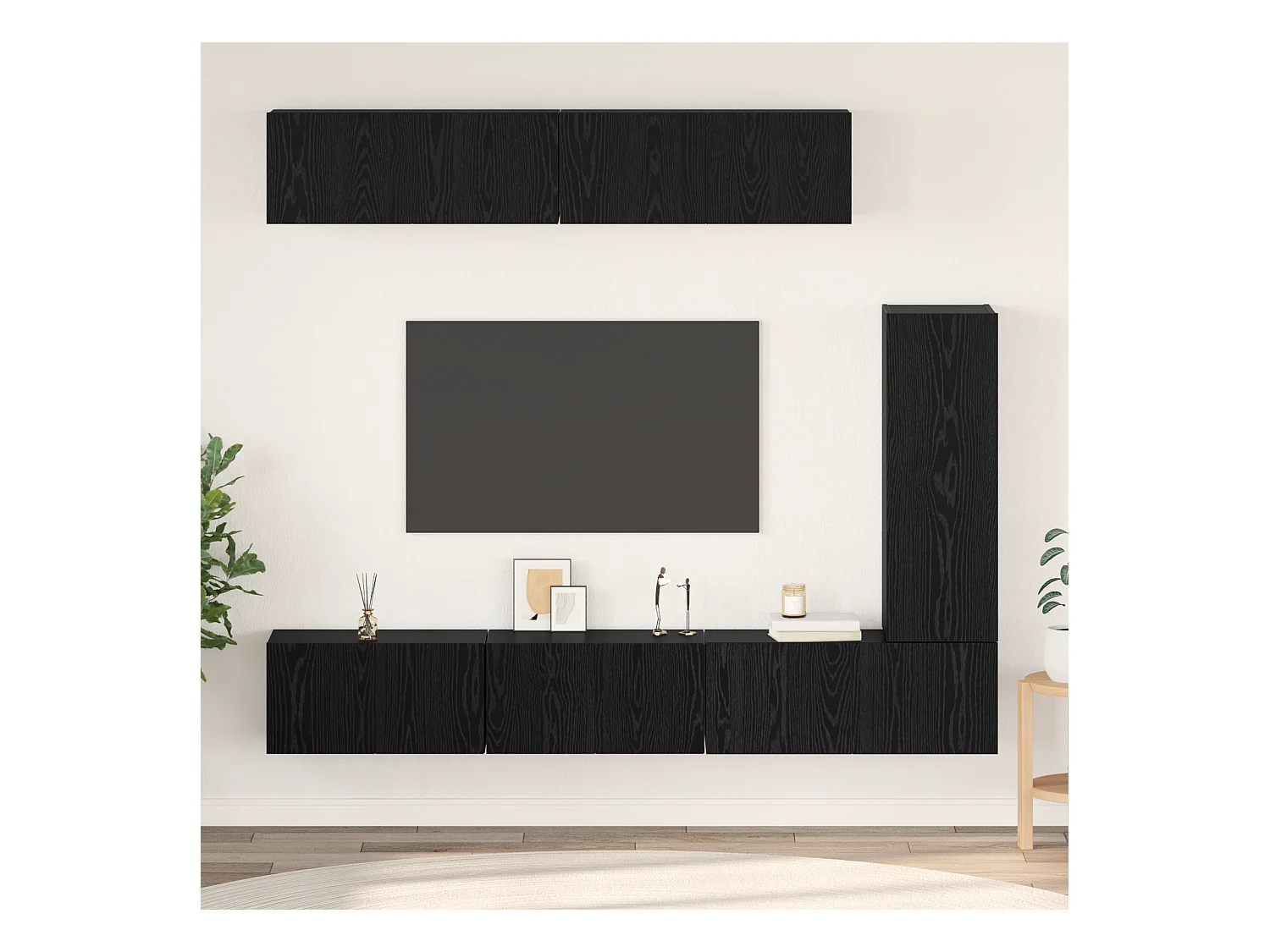 Tv-meubelset | Tv-Bank | TV-kast 6 pcs Zwart eiken 30.5 x 30 x 90 cm Bewerkt hout