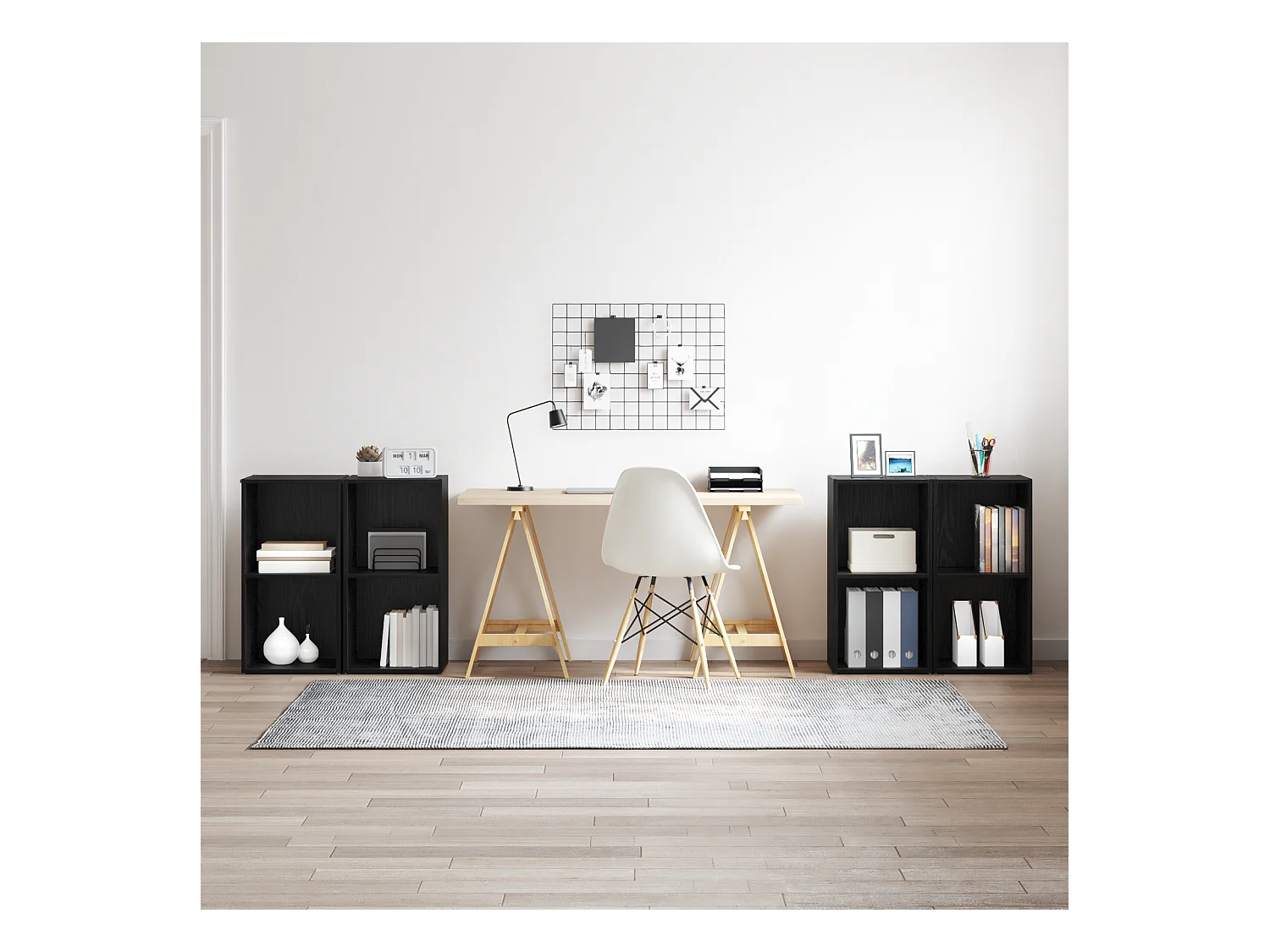 Conjunto de Mueble de TV | Mueble de salón 4 pcs Roble negro 37 x 35 x 72 cm