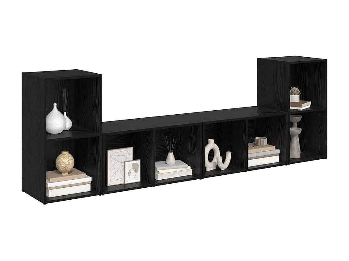 Conjunto de Mueble de TV | Mueble de salón 4 pcs Roble negro 37 x 35 x 72 cm