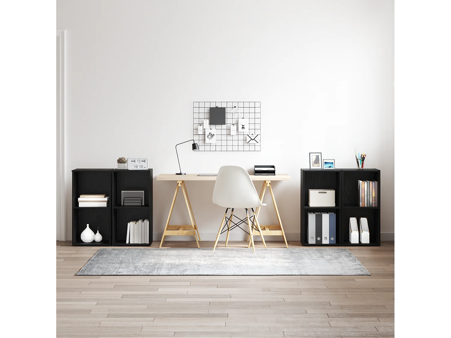 Tv-meubelset | Tv-Bank | TV-kast 4 pcs Zwart eiken 72 x 35 x 36.5 cm Bewerkt hout