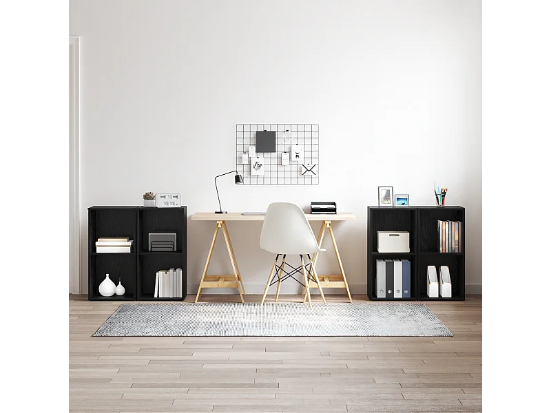 Tv-meubelset | Tv-Bank | TV-kast 4 pcs Zwart eiken 72 x 35 x 36.5 cm Bewerkt hout