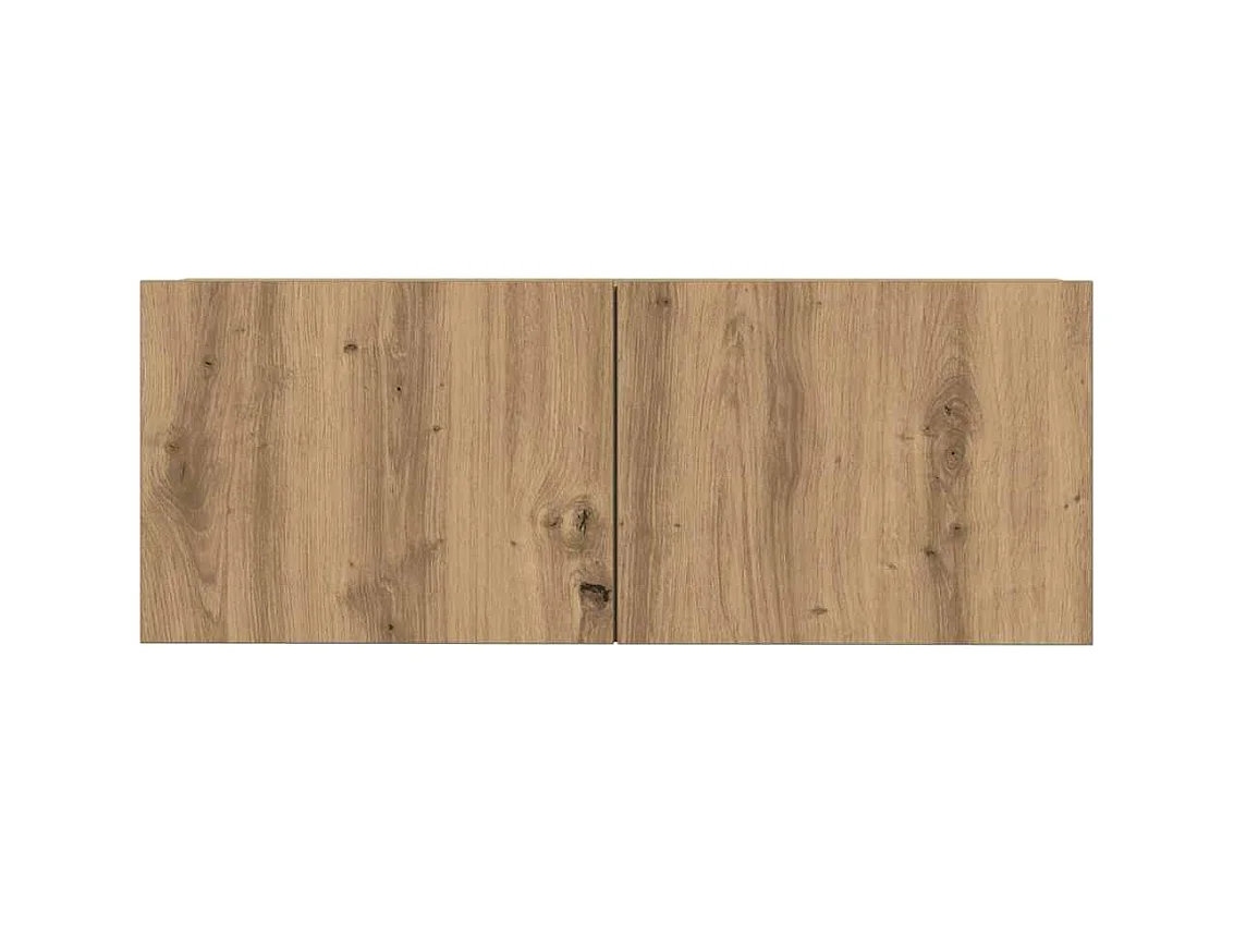 3-delig Tv-meubelset | Tv-Bank | TV-kast wandmontage bewerkt hout artisanaal eiken