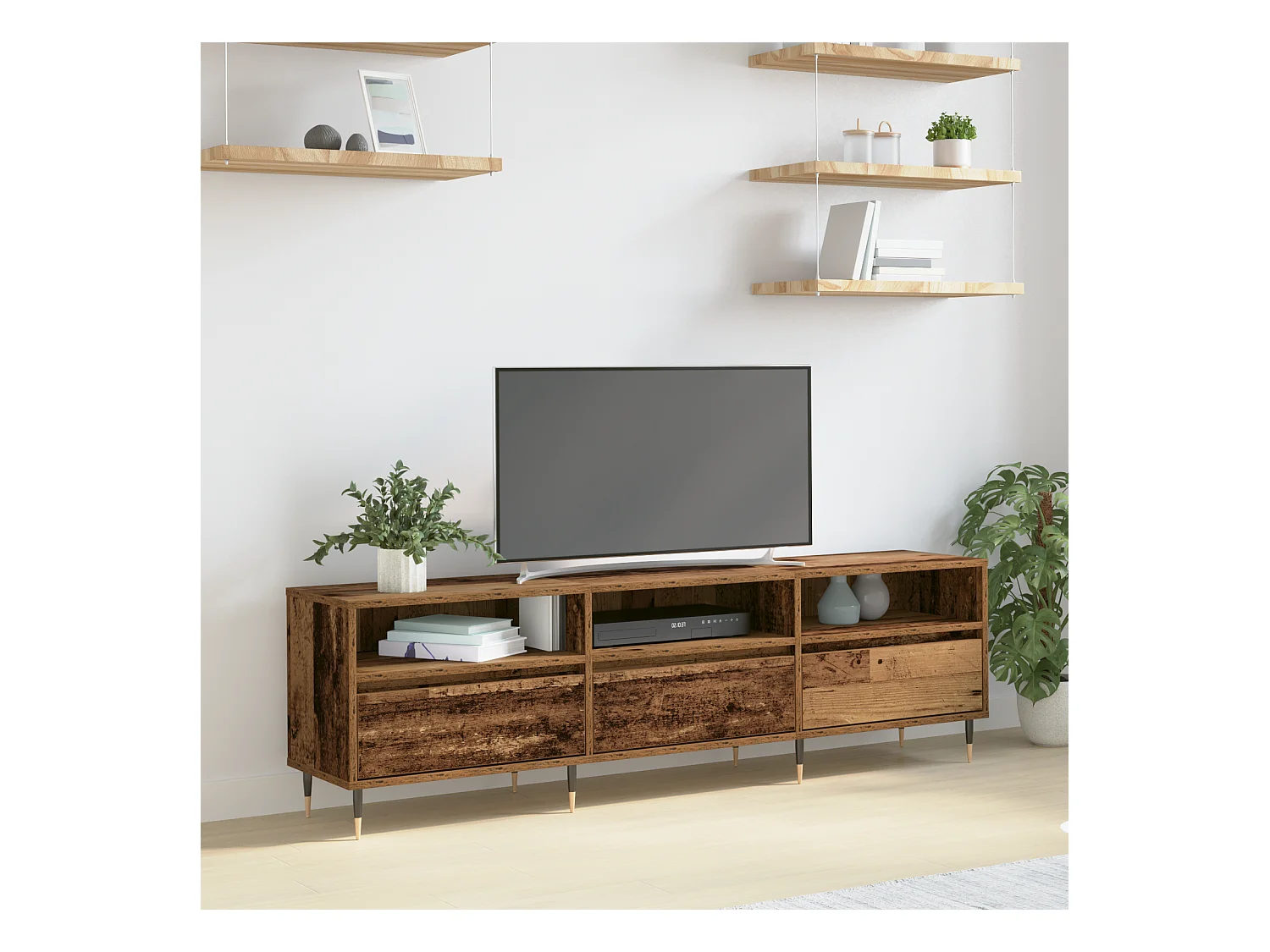 Tv-meubel | Tv-Bank | TV-kastOude Hout 150x30x44,5 cm Gefabriceerd Hout