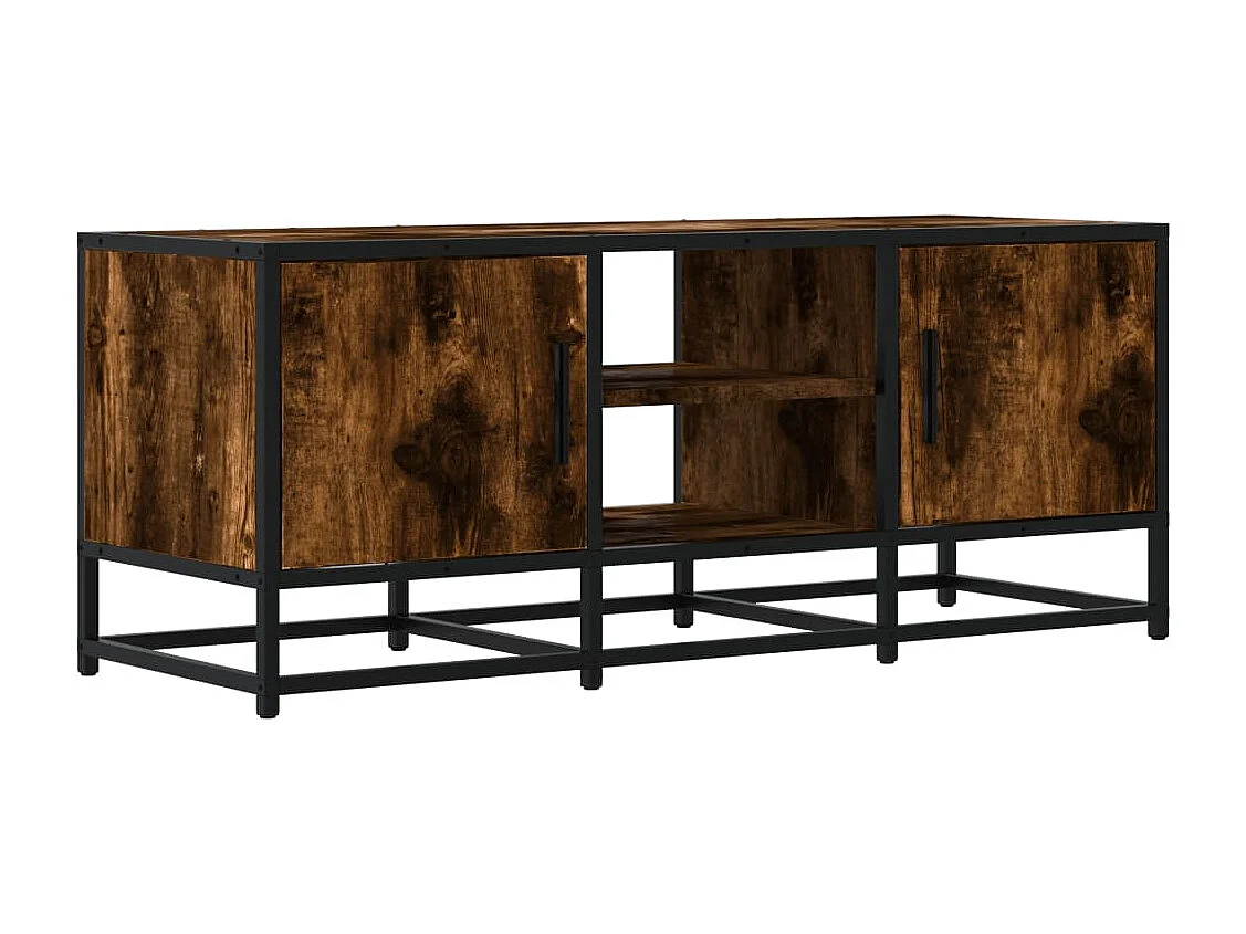 Tv-meubel | Tv-Bank | TV-kast100x35x41 cm bewerkt hout metaal gerookt eikenkleurig