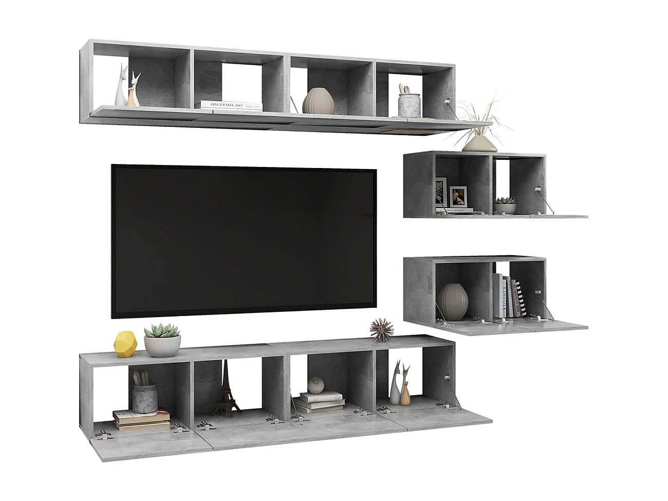 Ensemble de meubles TV | Bancs TV | Armoires TV 6 pcs Gris béton Bois d'ingénierie