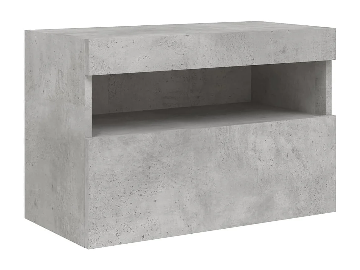 Meuble TV | Banc TV | Armoire TV mural avec lumières LED gris béton 60x30x40 cm