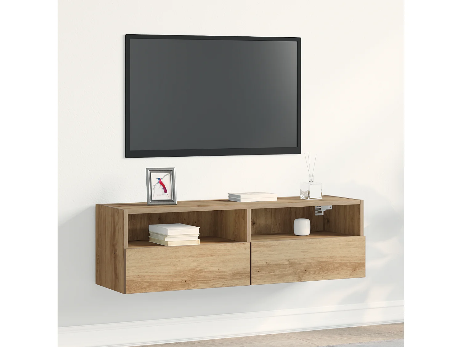 Tv-wandmeubel | TV-kast | Tv-Bank 100x30x30 cm bewerkt hout artisanaal eiken