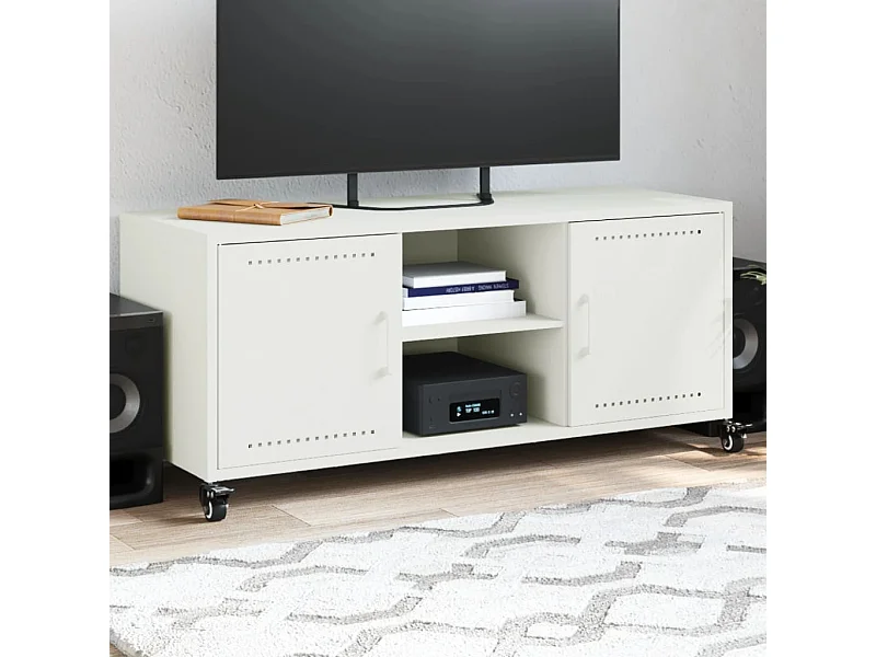 Mueble de TV | Mueble de salón acero blanco 100,5x39x43,5 cm
