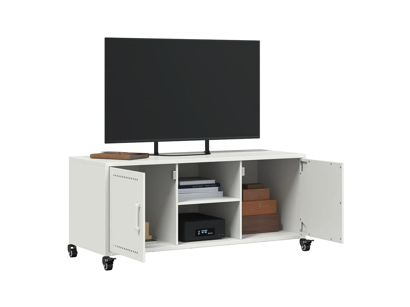 Mueble de TV | Mueble de salón acero blanco 100,5x39x43,5 cm