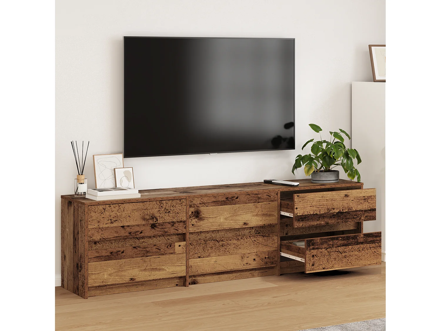TV-kast | Tv-meubel | Tv-Bank Bruin 180 x 34 x 50 cm Geengineerd hout en Spaanplaat