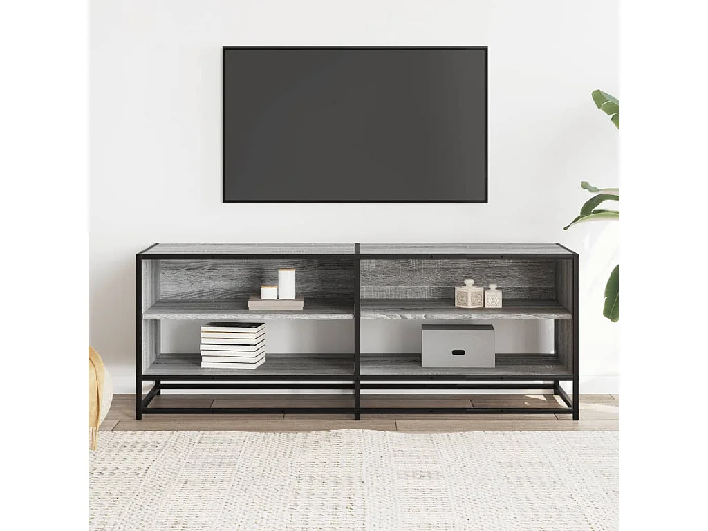 Meuble TV | Banc TV | Armoire TV sonoma gris 120,5x40x46 cm bois d'ingénierie et métal