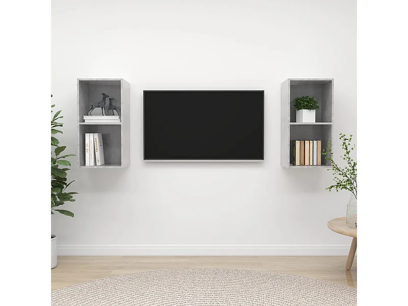 Meubles TV | Bancs TV | Armoires TV muraux 2 pcs Gris béton Bois d'ingénierie