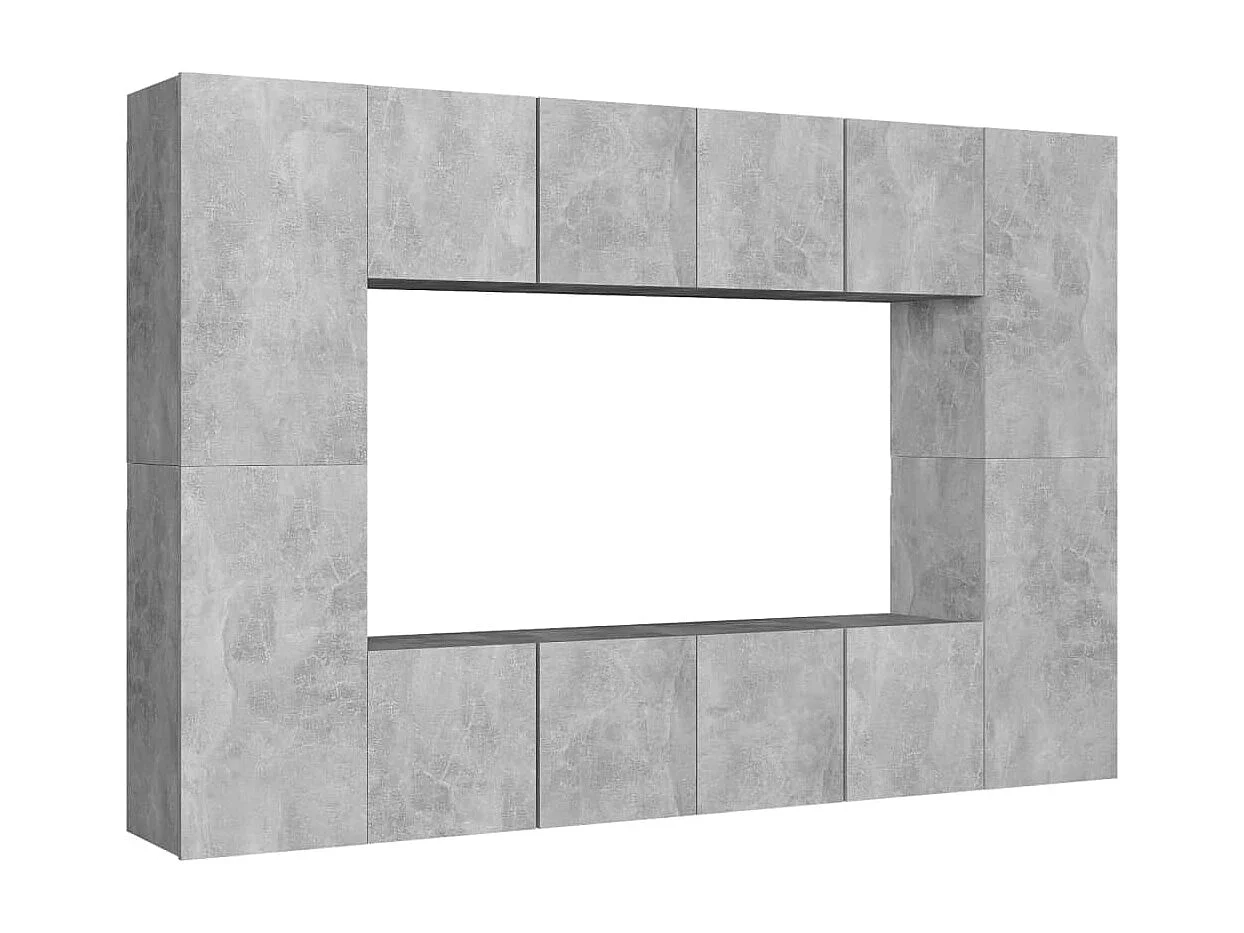 Set de Muebles de salón | Gabinetes de TV |  Muebles de TV 8 pzas madera ingeniería gris hormigón