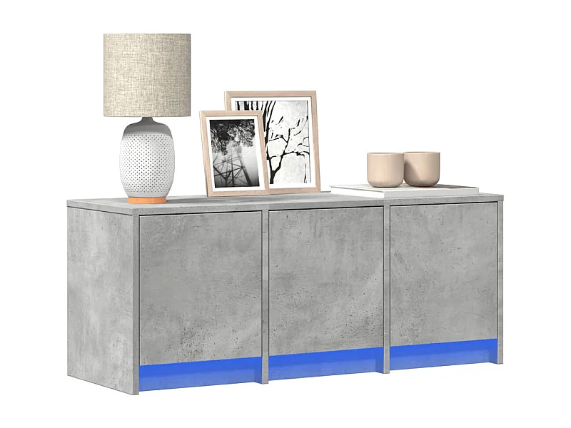 Tv-meubel | Tv-Bank | TV-kastmet LED 97x34x40 cm bewerkt hout betongrijs