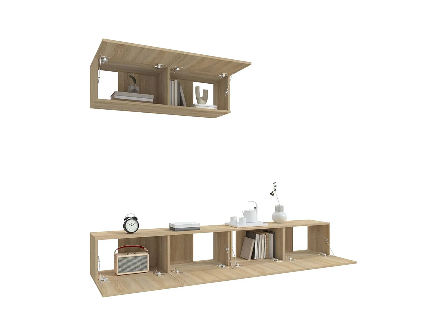 Set de muebles para TV  | Gabinetes de TV |  Muebles de salón 3 pzas madera contrachapada roble sonoma